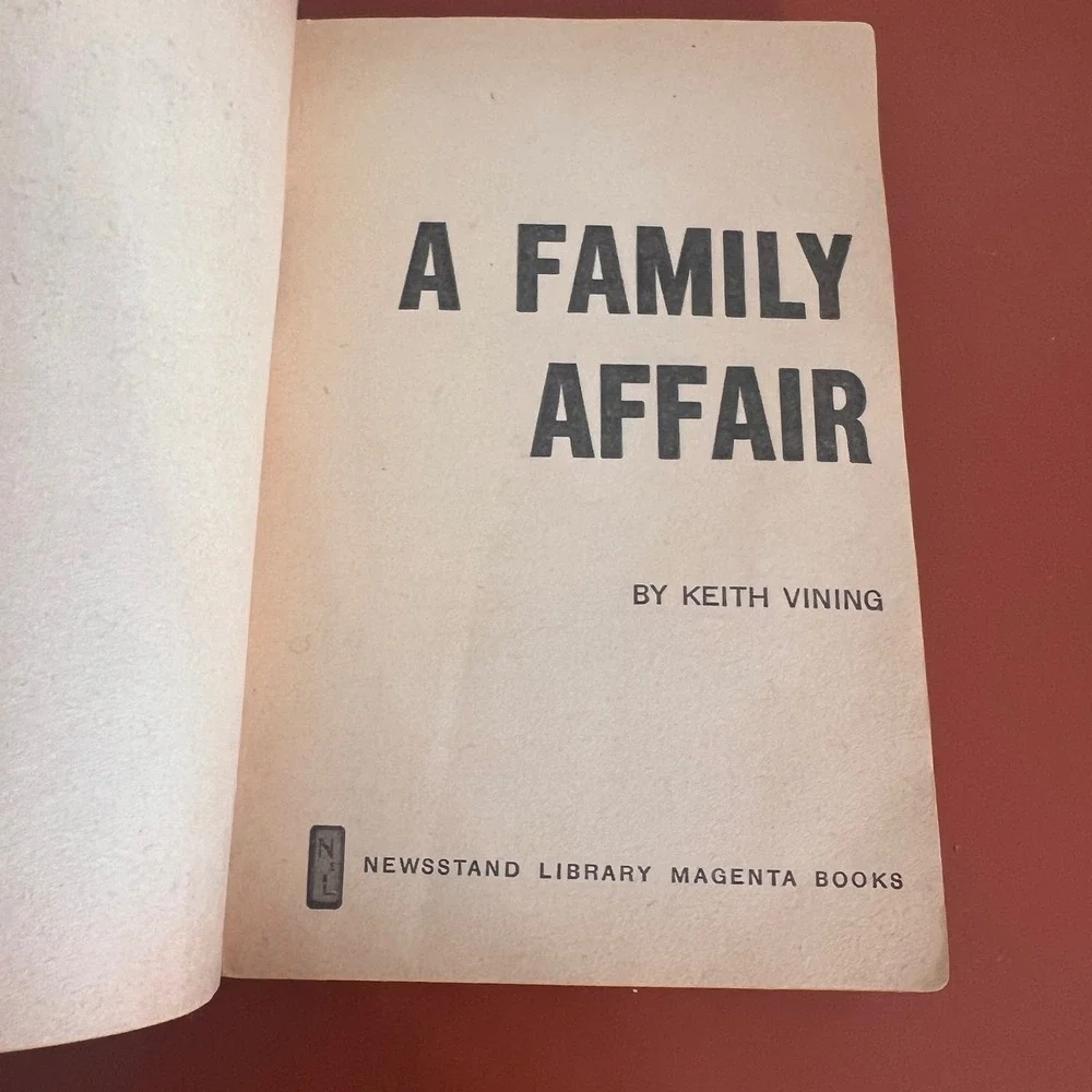 A Family Affair Keith Vining 1961 First Printing Newsstand Library Vintage Pulp